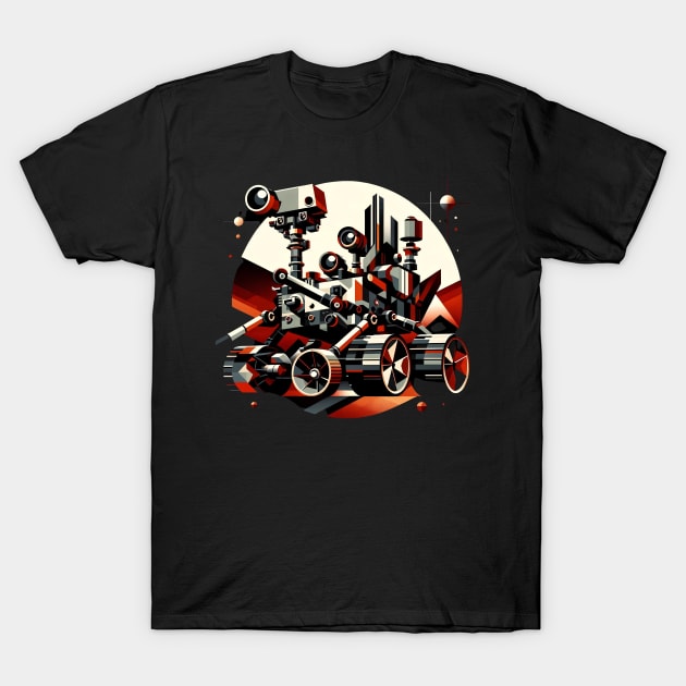 Geometric Mars Rover Adventure | Abstract Planetary Exploration Tee T-Shirt by Graphic Wonders Emporium